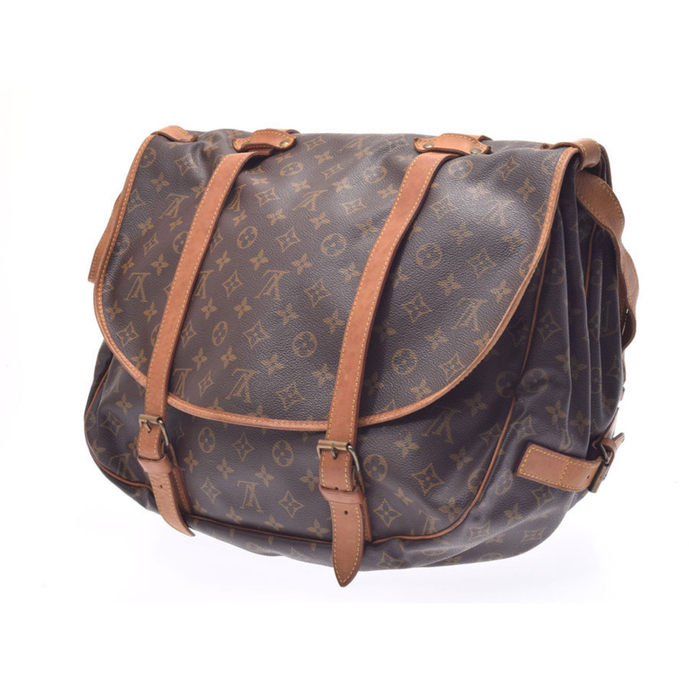 Louis Vuitton Saumur Leather Shoulder Brown Monogram Bag